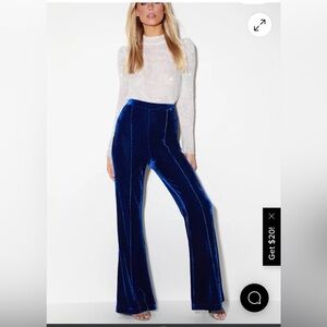 Lulus Rossi Royal Blue Velvet Wide-Leg Pants!